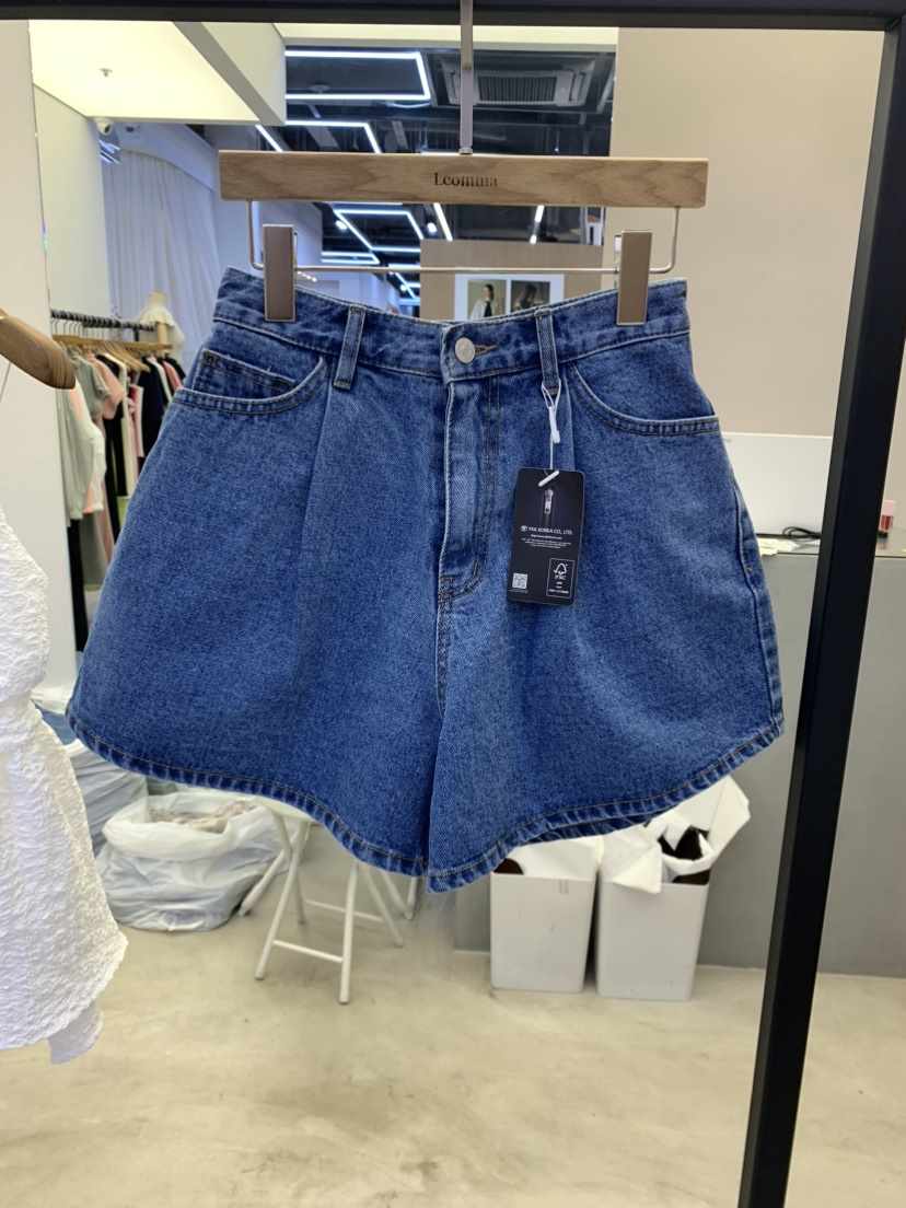 LCOMMA	直郵韓國代購女裝新款24春夏休閑短褲牛仔布喇叭LCOMMA短褲