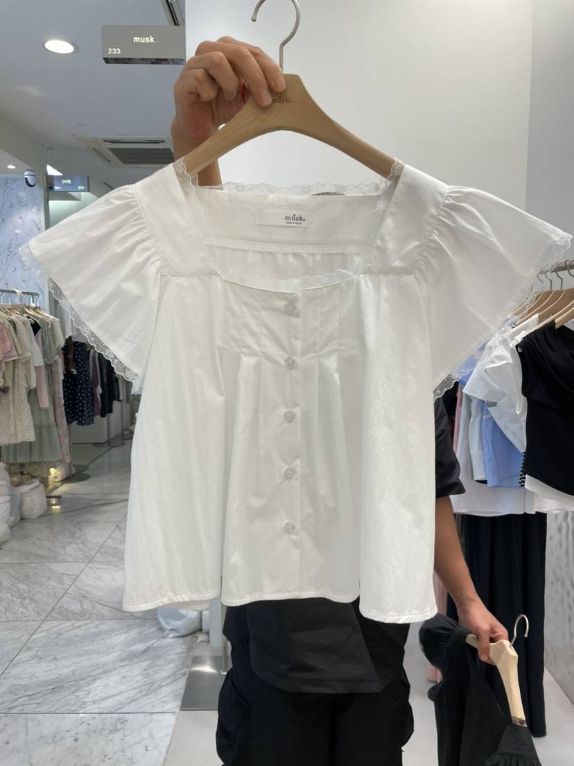 MUSK韓國直郵東大門代購女裝新品人氣休閑真品推薦襯衫蕾絲衫LIMED SPRUCE襯衫/蕾絲衫
