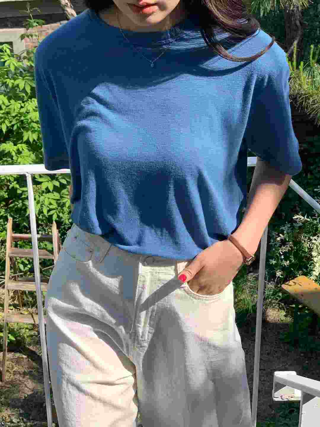 SATURDAY韓國直郵女裝新品熱賣24春夏人氣休閑推薦T恤亞麻SATURDAYT恤