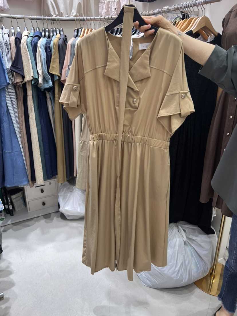 BIKINI直郵韓國代購女裝新款24春夏休閑時尚連衣裙含腰帶BIKINI連衣裙