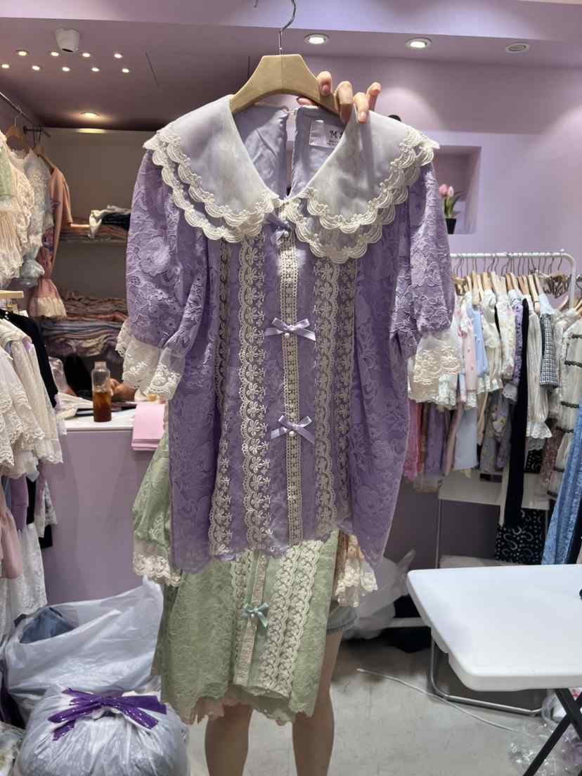 MS韓國直郵東大門實拍女裝新品人氣24春夏熱賣襯衫蕾絲衫MS襯衫/蕾絲衫