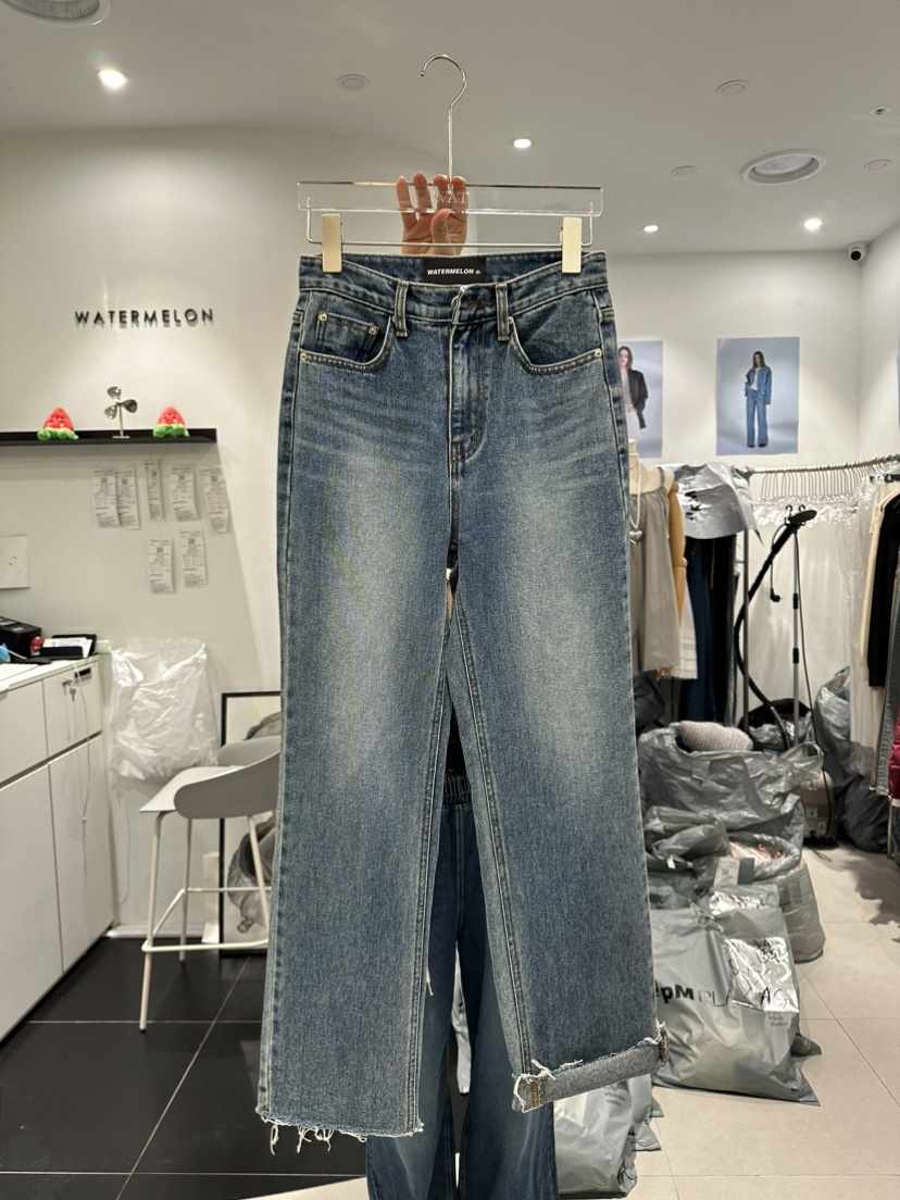 WATERMELON韓國直郵東大門實拍女裝新品真品休閑熱賣牛仔褲STATEMENT牛仔褲