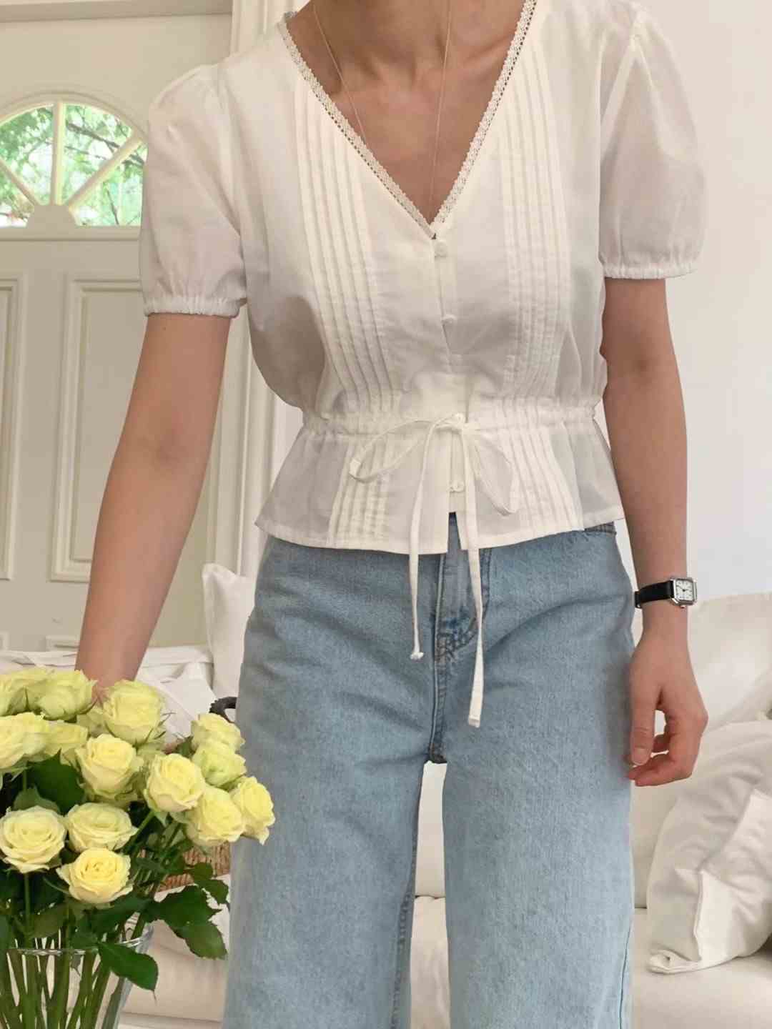 REFLEUR韓國直郵女裝新款休閑推薦人氣職業真品時尚襯衫蕾絲衫EVERY MOMENT襯衫/蕾絲衫