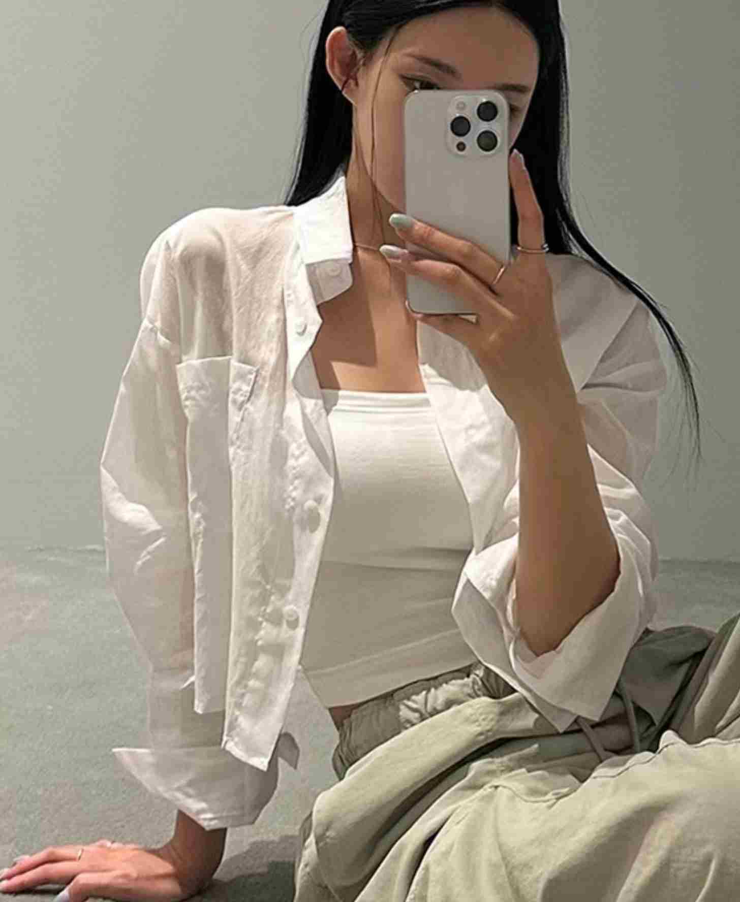 X直郵韓國代購女裝新款推薦職業真品時尚人氣襯衫蕾絲衫短款TRIMMING襯衫/蕾絲衫
