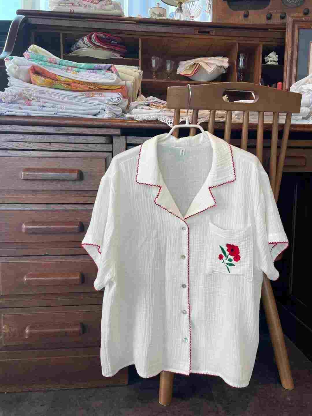 4PI韓國直郵東大門實拍女士新款真品24秋夏熱賣襯衫蕾絲衫4PI襯衫/蕾絲衫