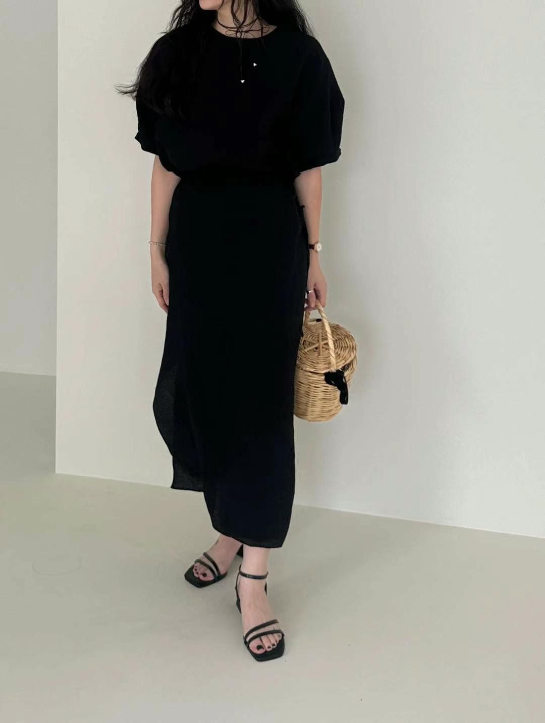 GLOSSY東大門代購女士新款推薦24秋夏熱賣真品休閑連衣裙GLOSSY連衣裙