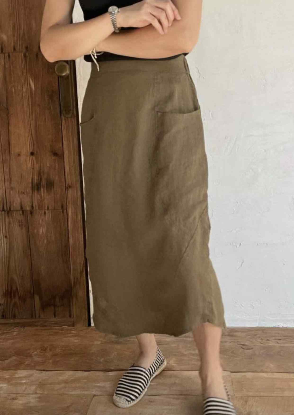 FEBRUUARY韓國直郵女士新品時尚24秋夏休閑推薦半身裙中短裙WOODEN半身裙/中短裙