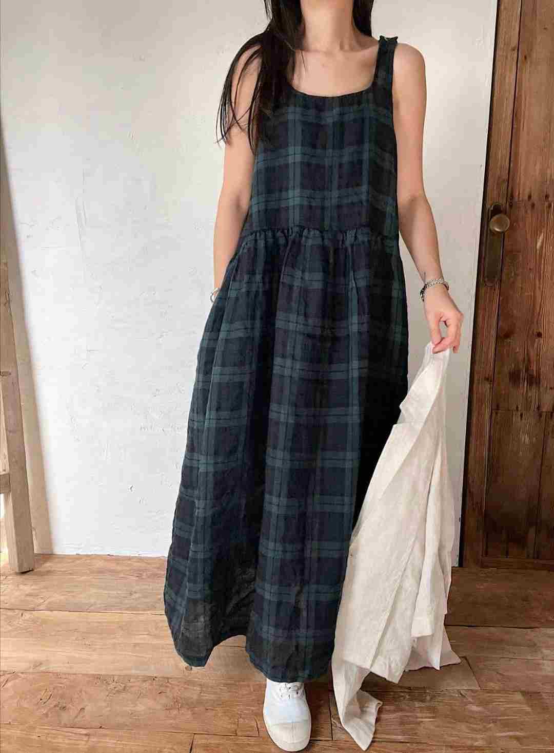 FEBRUUARY直郵韓國代購女裝新品24秋夏休閑熱賣連衣裙格紋FEBRUUARY連衣裙