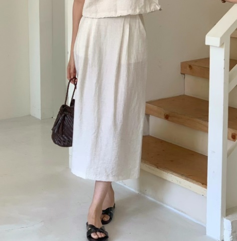 POLLEN韓國直郵女裝新款時尚職業真品熱賣24秋夏休閑長裙POLLEN長裙