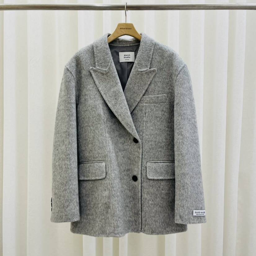 Match Studio韓國直郵東大門實拍女裝新品推薦短款大衣羊駝Match Studio短款大衣
