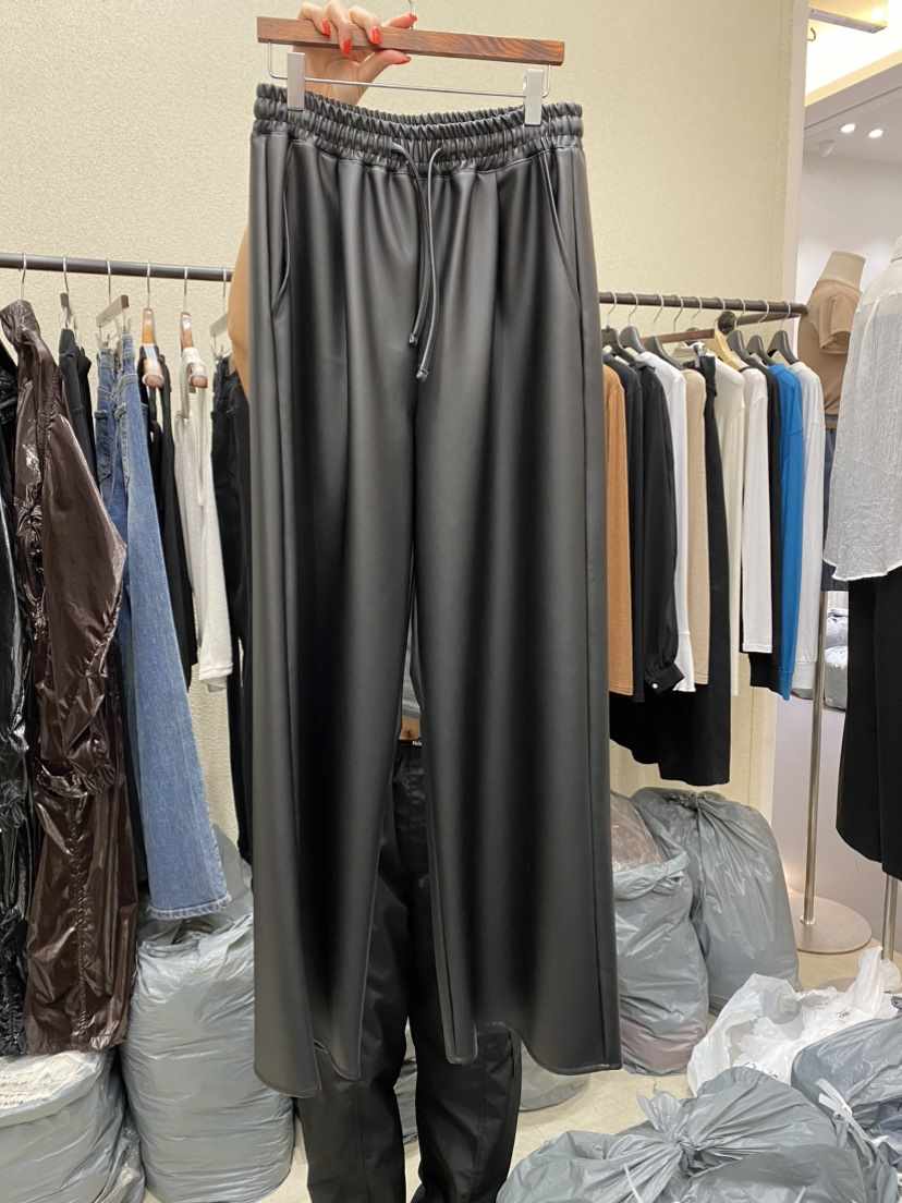 REMOOD韓國直郵東大門實拍女裝新款職業人氣真品休閑褲皮革FRENCH DOOR休閑褲