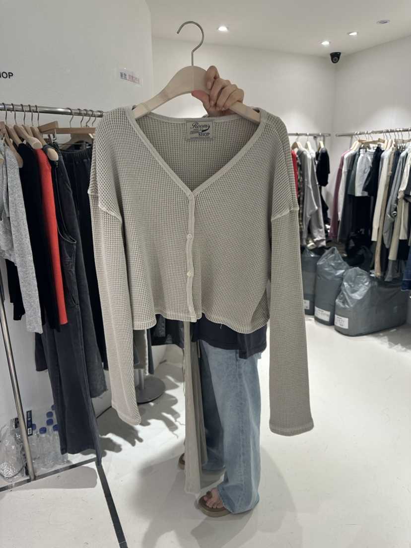 ROOMS SHOP直郵韓國代購女裝新品熱賣職業真品24春夏針織衫短款ROOMS_SHOP針織衫