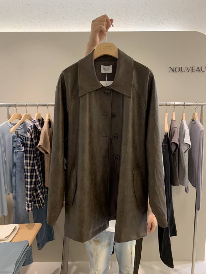 NOUVEAU直郵韓國代購女裝新款熱賣職業休閑人氣推薦皮衣皮革NOUVEAU皮衣