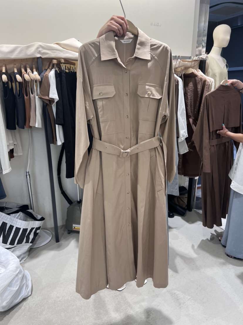 W AND J韓國直郵女裝新品24春夏休閑熱賣人氣連衣裙含腰帶W AND J連衣裙