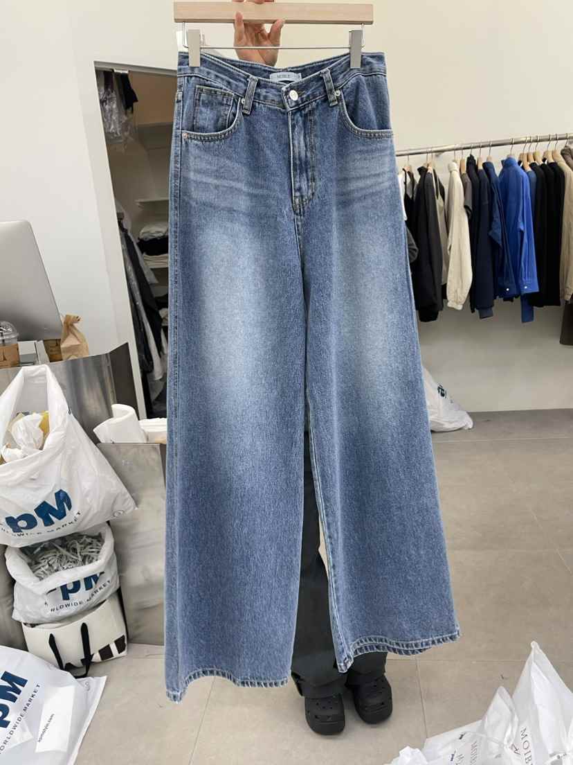 MOIBLE韓國直郵女裝新品熱賣24春夏牛仔褲寬松牛仔牛仔布MOIBLE牛仔褲
