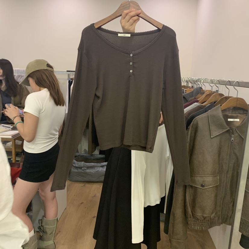 ago韓國直郵東大門實拍女裝新款真品時尚熱賣推薦休閑長袖T恤AGO長袖T恤