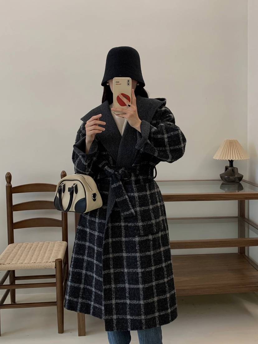 BONHEUR直郵韓國代購女裝新款人氣職業推薦中長款大衣含腰帶BONHEUR-2件起中長款大衣