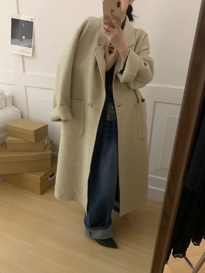 BONHEUR直郵韓國代購女裝新品推薦時尚休閑中長款大衣含腰帶BONHEUR-2件起中長款大衣