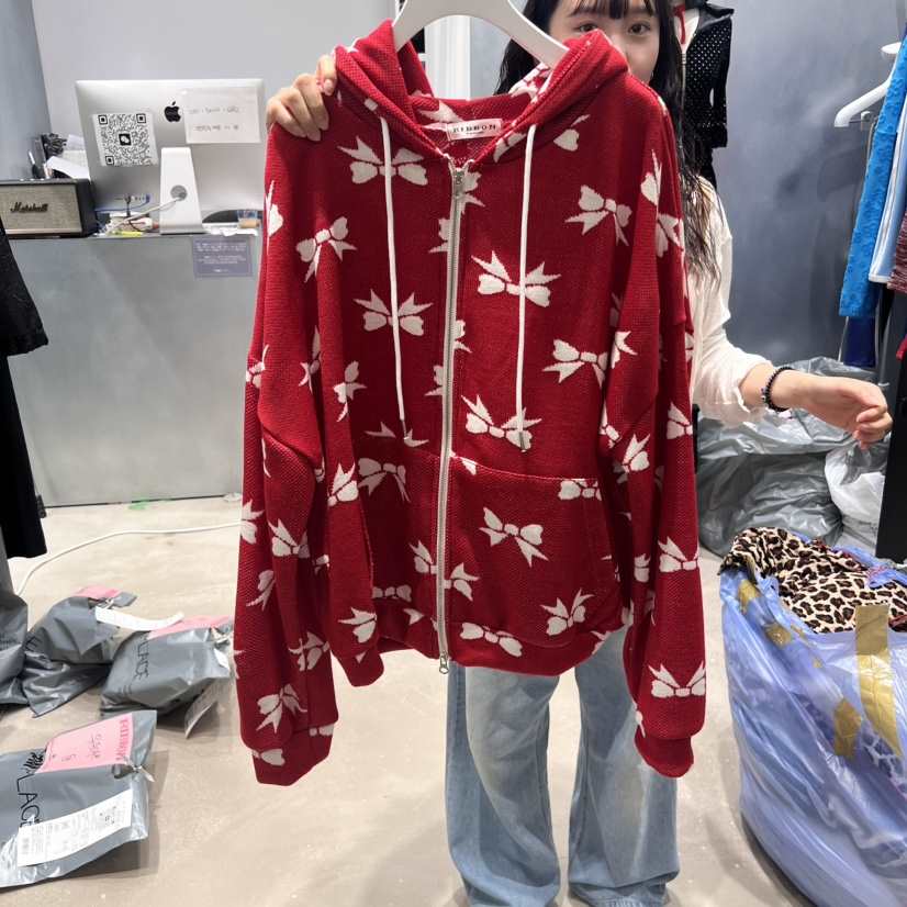 RIBBON韓國直郵東大門代購女裝新品人氣熱賣職業衛衣拉鏈連帽RIBBON衛衣