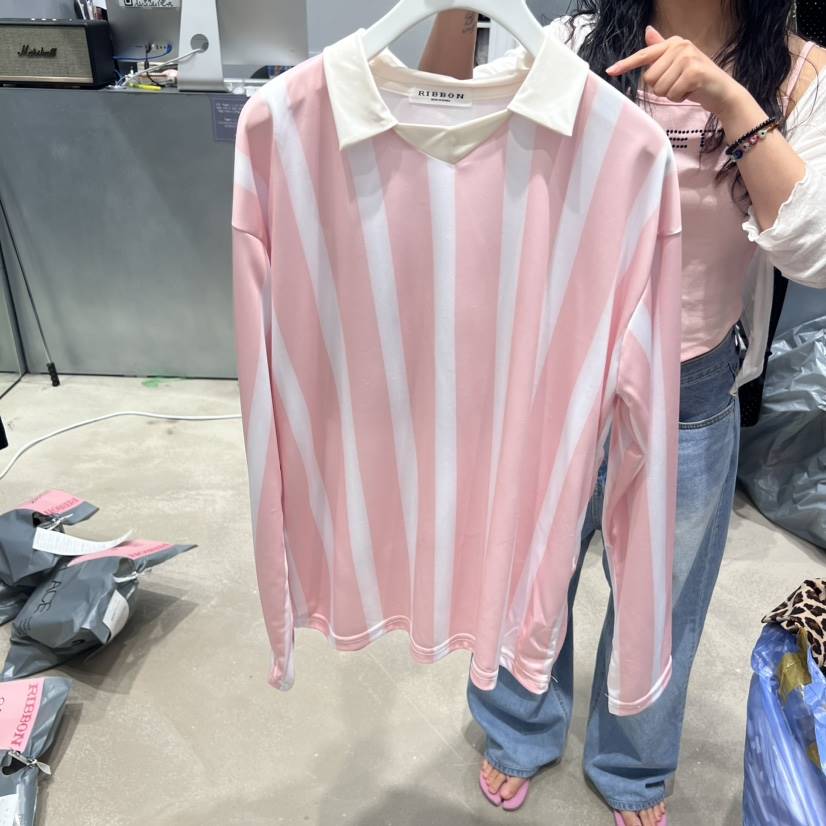 RIBBON韓國直郵東大門代購女裝新品人氣職業真品時尚長袖T恤RIBBON長袖T恤