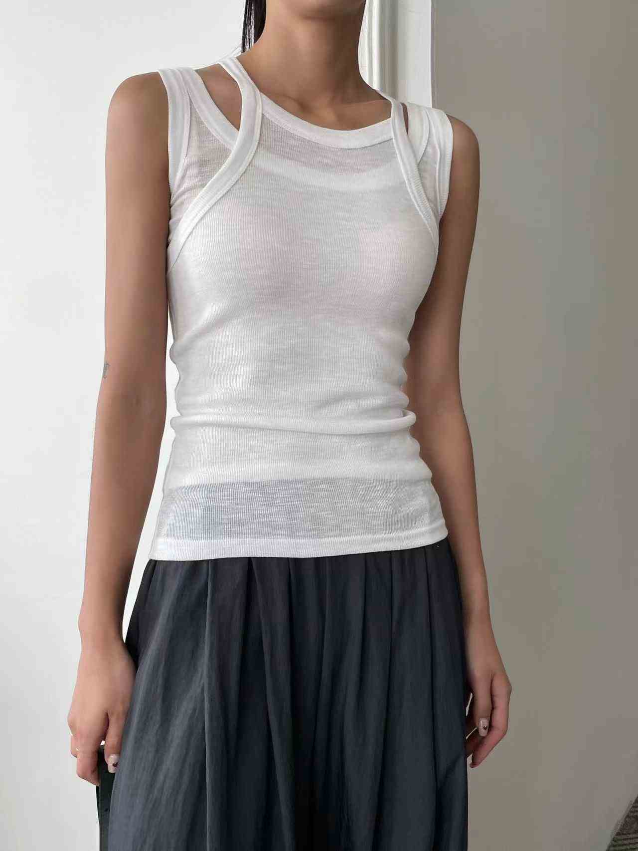 PRANA/CLOTHINK韓國直郵東大門代購女裝新款24秋冬吊帶背心PRANA/CLOTHINK吊帶/背心