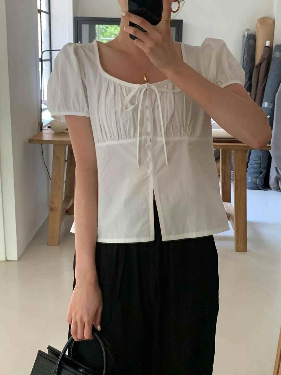 INOUF/FLUTTER雙領標韓國直郵東大門代購女裝新品時尚襯衫蕾絲衫INOUF/FLUTTER襯衫/蕾絲衫