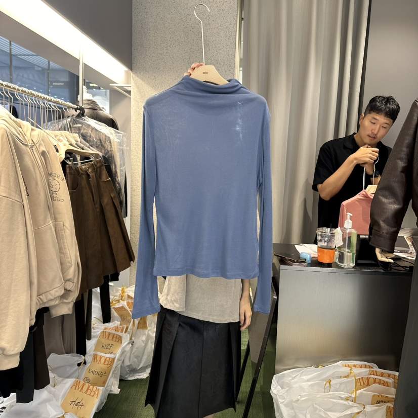 AMOEBA韓國直郵東大門實拍女裝新品休閑熱賣時尚職業長袖T恤AMOEBA長袖T恤