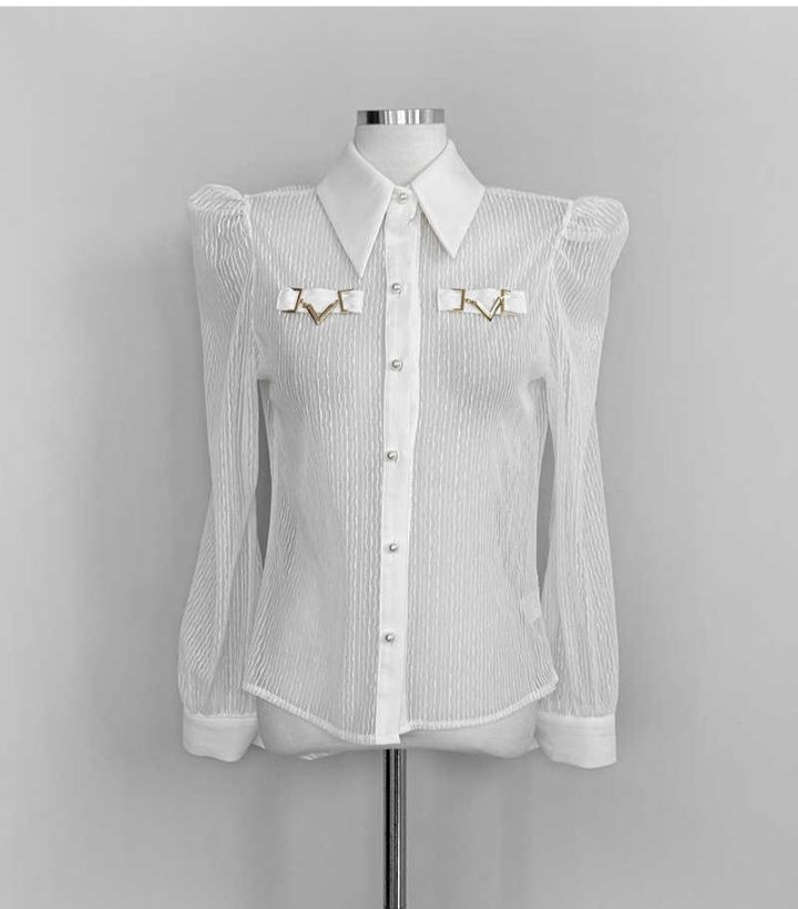 火Ⅱ-화투-T韓國直郵東大門實拍女裝新品24秋冬襯衫蕾絲衫火Ⅱ襯衫/蕾絲衫
