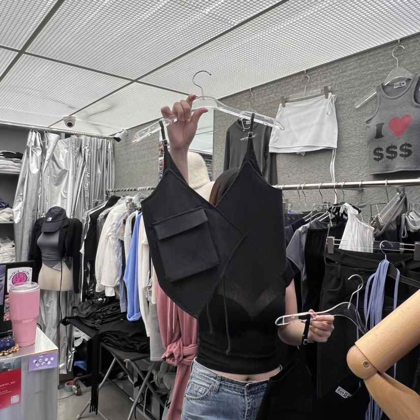 EXIT韓國直郵東大門實拍女裝新款時尚24秋冬吊帶背心口袋EXIT吊帶/背心