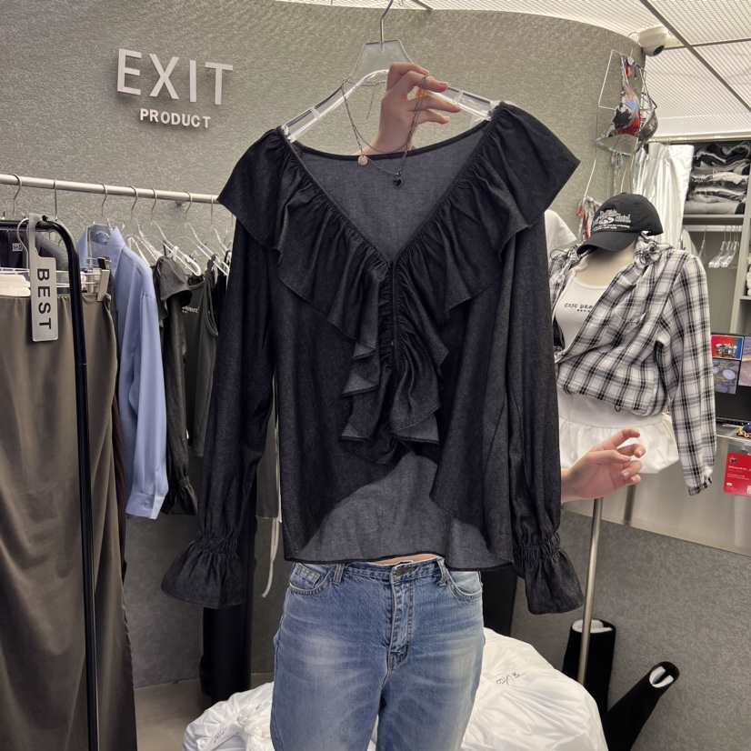 EXIT韓國直郵女裝新款時尚推薦真品人氣24秋冬襯衫蕾絲衫EXIT襯衫/蕾絲衫