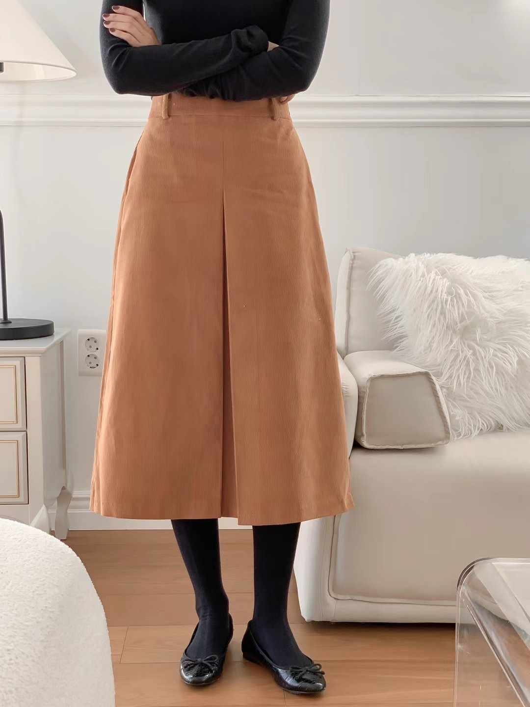 CAROL韓國直郵東大門代購女裝新款24秋冬休閑半身裙中短裙CAROL半身裙/中短裙