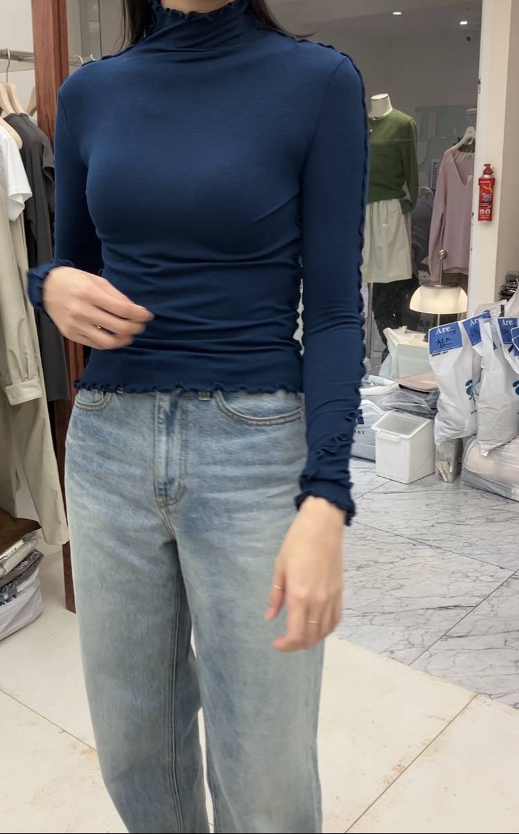 CURVY韓國直郵女裝新品職業人氣熱賣真品24秋冬長袖T恤高領CURVY長袖T恤