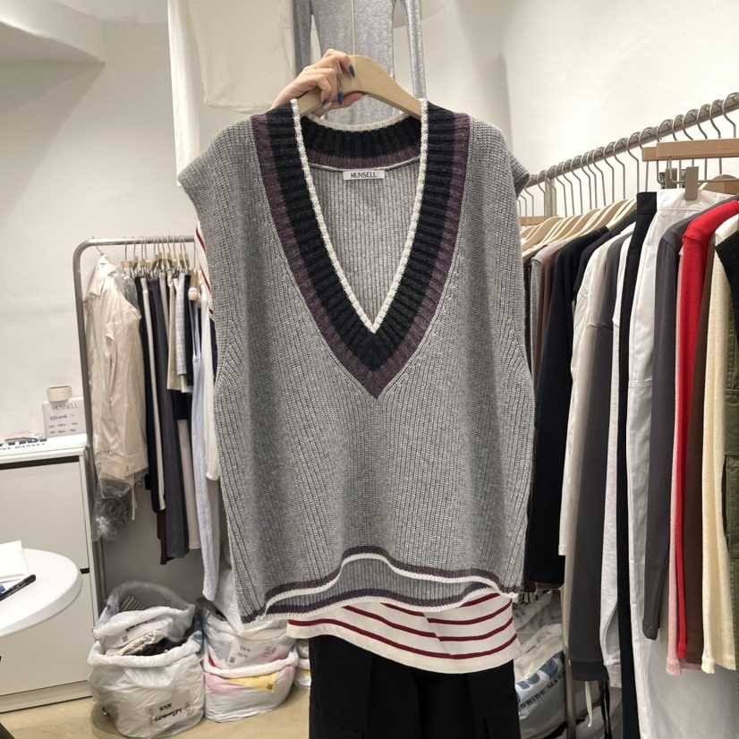 MUNSELL韓國直郵女裝新品時尚24秋冬職業推薦真品休閑馬甲MUNSELL馬甲