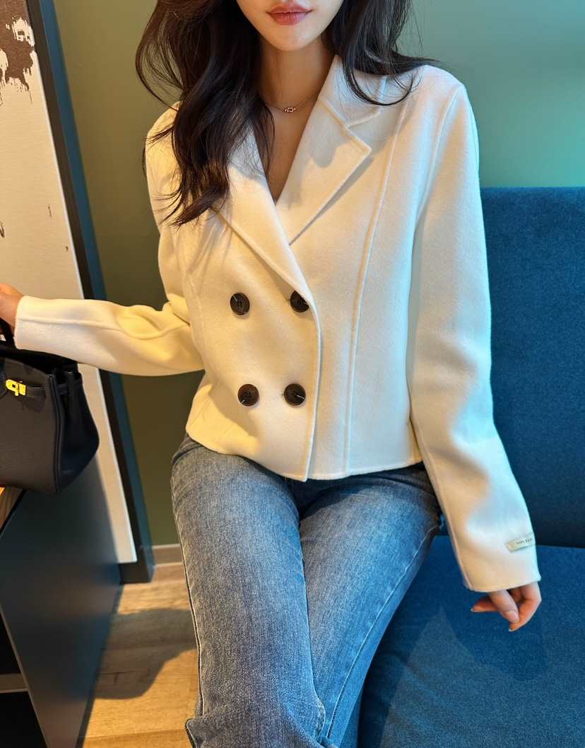 ON:UP直郵韓國代購女裝新款休閑真品時尚短款大衣手工制作MURMUR短款大衣