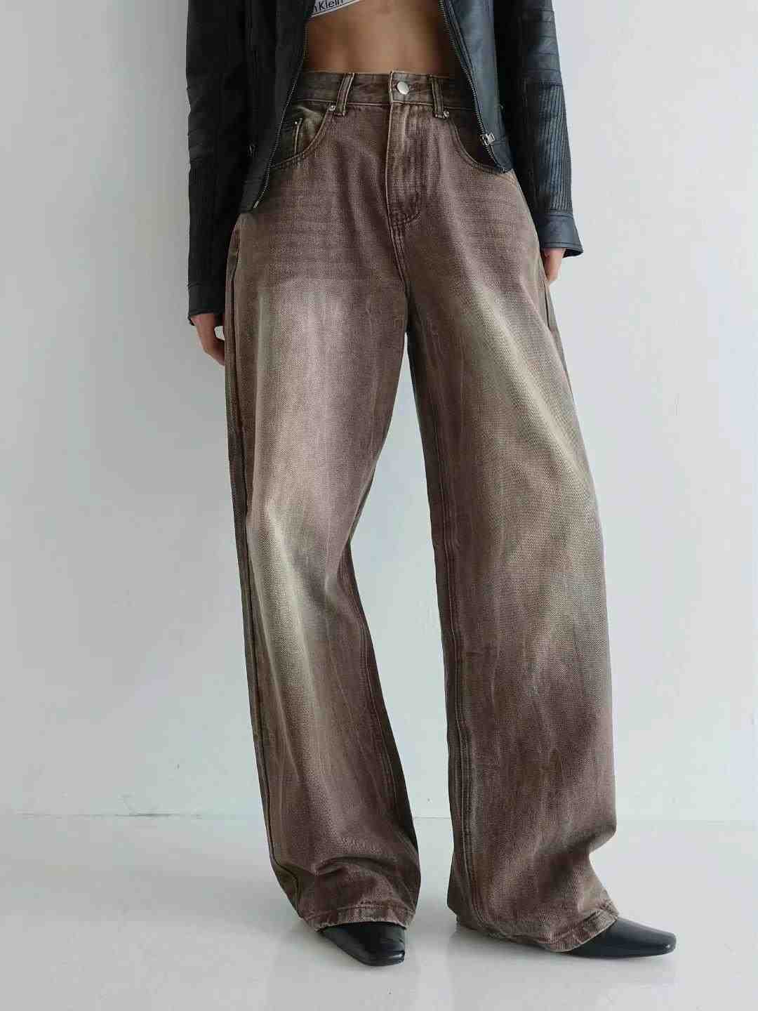 BYJEAN韓國直郵東大門代購女裝新品24秋冬休閑人氣牛仔褲POPO牛仔褲