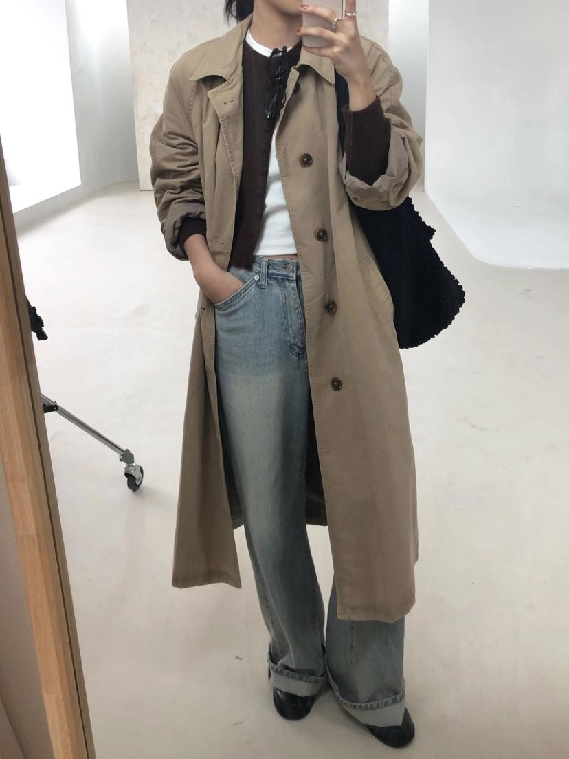 CURVY韓國直郵東大門實拍女裝新品職業時尚推薦真品長款風衣CURVY長款風衣