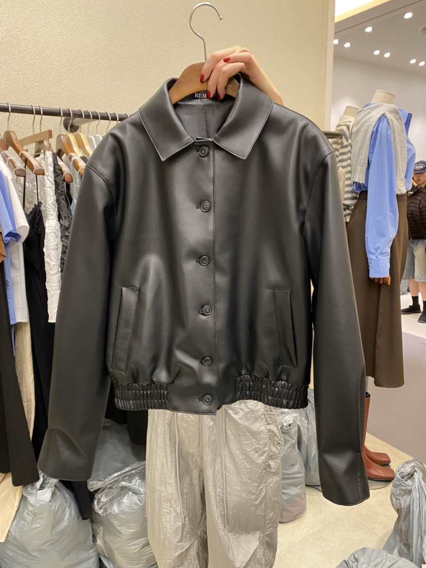 REMOOD直郵韓國代購女裝新品人氣時尚熱賣真品職業皮衣皮革FRENCH DOOR皮衣