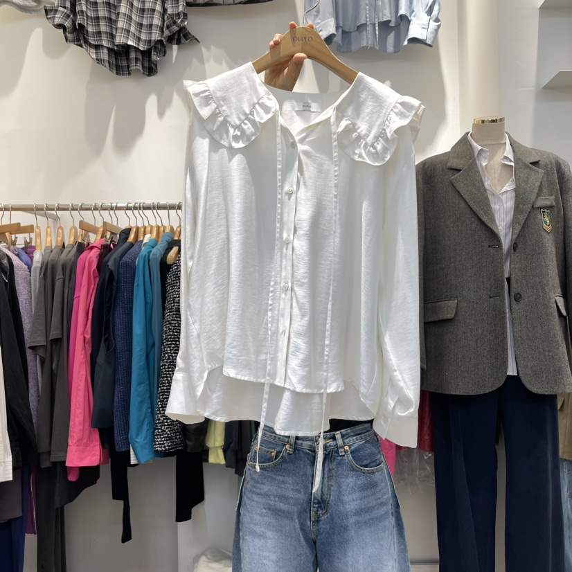 DUPLO韓國直郵東大門實拍女裝新品人氣推薦時尚休閑襯衫蕾絲衫DUPLO襯衫/蕾絲衫