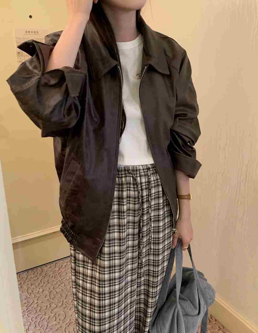 Call my name韓國直郵東大門代購女裝新品真品24秋冬夾克皮革Call my name夾克