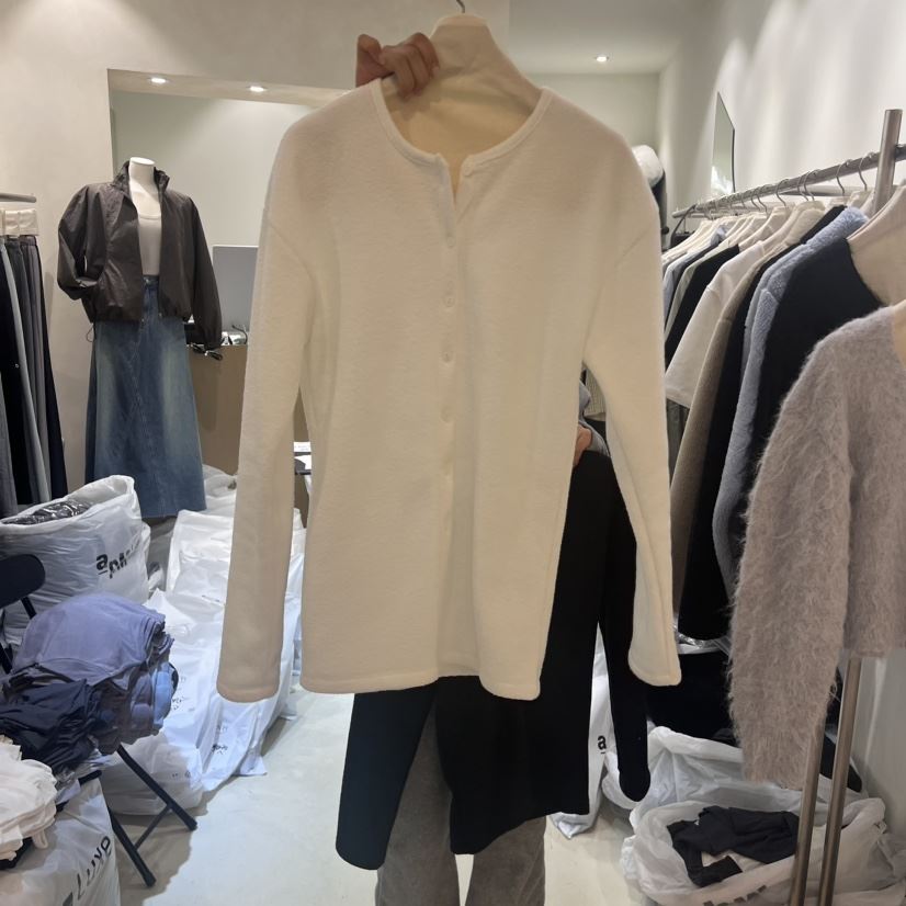 WANTS直郵韓國代購女裝新品時尚休閑熱賣真品長袖T恤抓絨開衫DENISE長袖T恤
