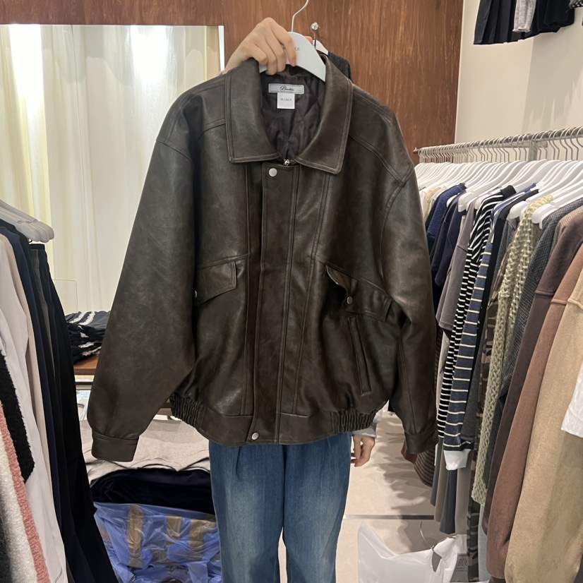 BUCKLE韓國直郵女裝新品職業休閑真品時尚推薦人氣24秋冬皮衣BUCKLE皮衣