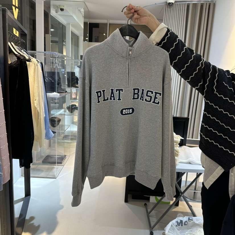 PLAT BASE韓國直郵東大門實拍女裝新品時尚職業休閑衛衣拉鏈PLAT BASE衛衣