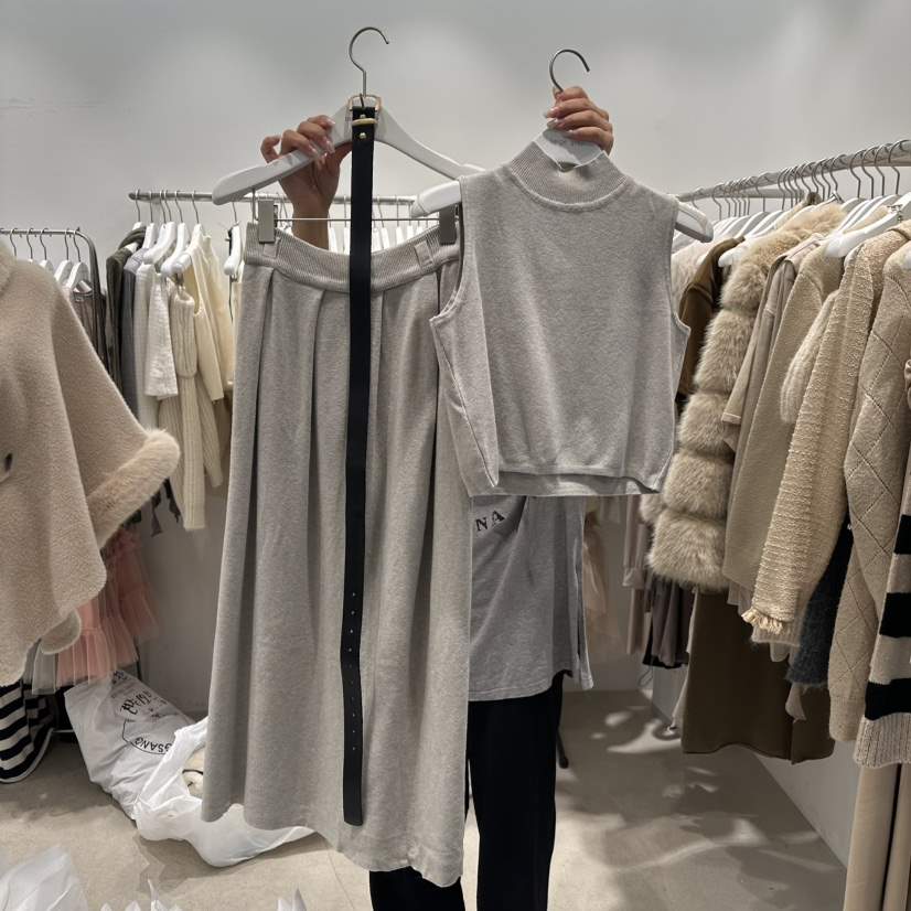 BEIGE GRAY韓國直郵女裝新款24秋冬職業休閑推薦套裝含腰帶BEIGE GRAY套裝