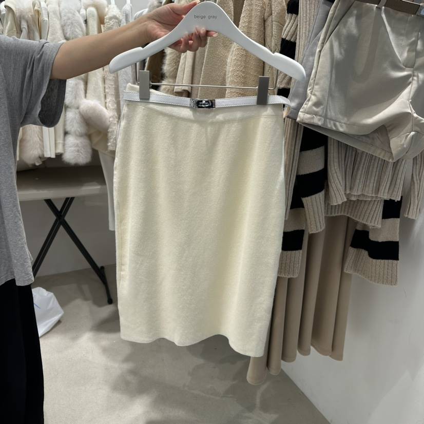 BEIGE GRAY韓國直郵女裝新款推薦休閑時尚半身裙中短裙含腰帶BEIGE GRAY半身裙/中短裙