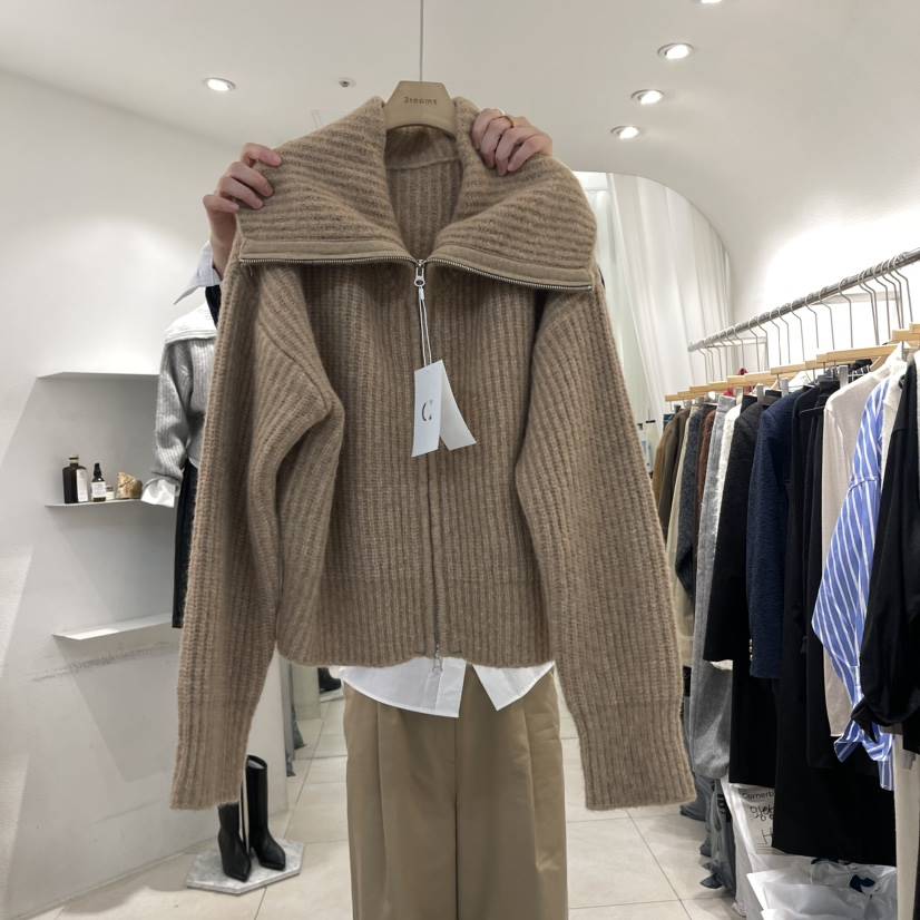 cornerbloom/3rooms韓國直郵女裝新品24秋冬毛衣馬海毛拉鏈THE SUIT BAR毛衣