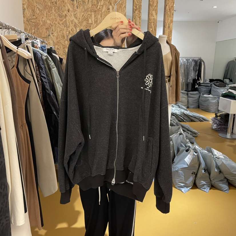 De VENTI韓國直郵女裝新品24秋冬真品職業熱賣人氣衛衣拉鏈DE VENTI衛衣