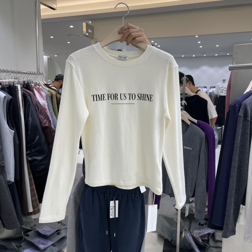 Bene韓國直郵東大門代購女裝新品熱賣時尚24秋冬職業長袖T恤BENE長袖T恤