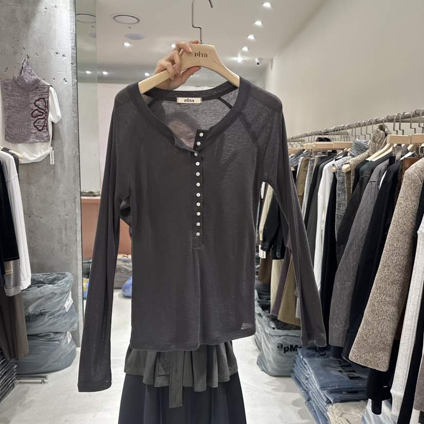 piTa韓國直郵東大門實拍女裝新品推薦職業真品24秋冬長袖T恤THE VERLIN/piTa長袖T恤