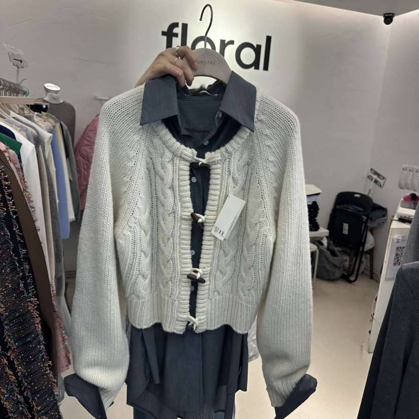 floral韓國直郵東大門實拍女裝新款時尚真品休閑職業針織衫FLORAL針織衫