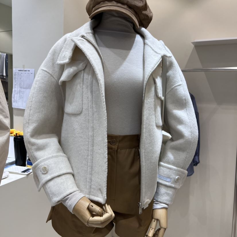 HANNA21韓國直郵東大門實拍女裝新品人氣短款大衣手工羊毛拉鏈HANNA21短款大衣